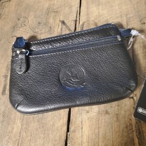 🔥FLORIDA STATE UNIVERSITY Black‎ Pebbled Leather Seminole Embossed Coin Wallet